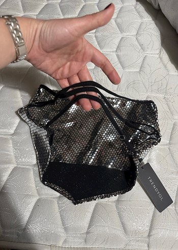 Trendyolmilla Gümüş Yılan Desenli Mini Büstiyer - Görsel 7