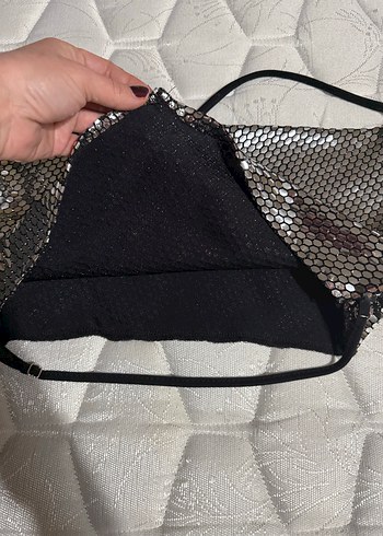 Trendyolmilla Gümüş Yılan Desenli Mini Büstiyer - Görsel 3