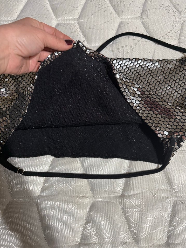 Trendyolmilla Gümüş Yılan Desenli Mini Büstiyer - Görsel 3