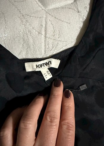 Koton Siyah Saten İpli Badi - Görsel 2