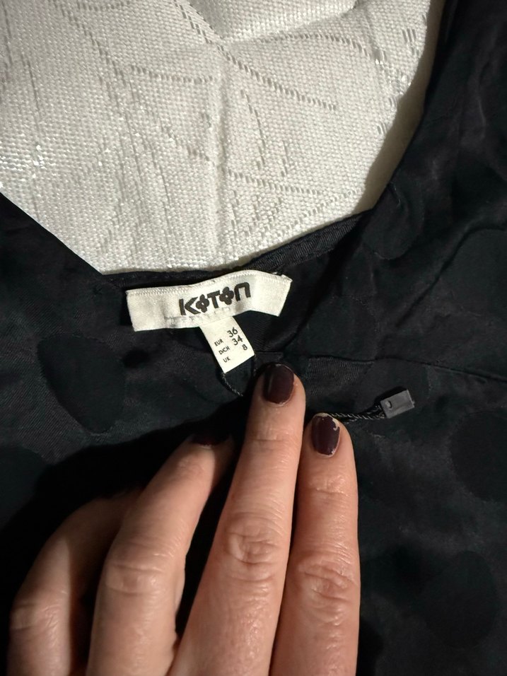 Koton Siyah Saten İpli Badi - Görsel 2