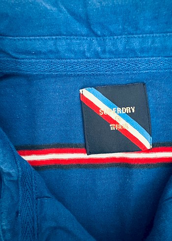 l Beden Superdry Mavi Çizgili Polo Tişört