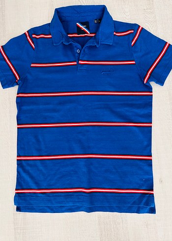 Superdry Mavi Çizgili Polo Tişört