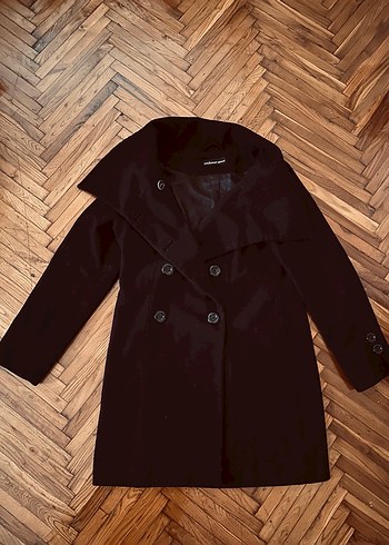 Çift Düğmeli Siyah Kaban - Görsel 3