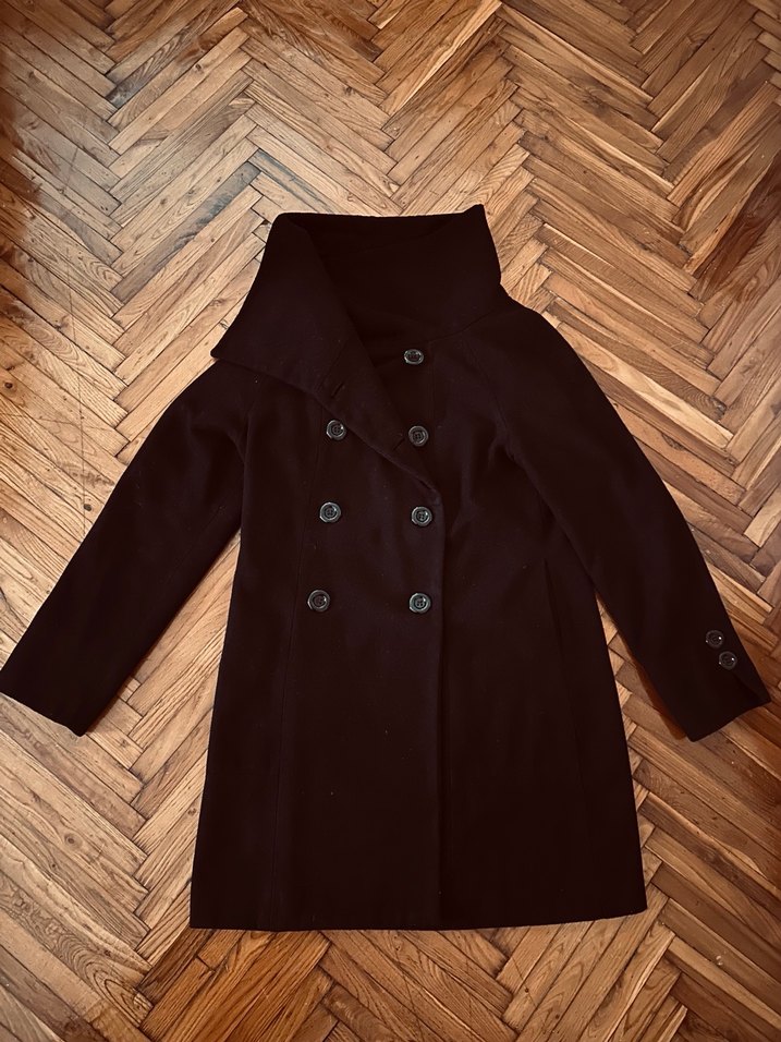 Çift Düğmeli Siyah Kaban - Görsel 2