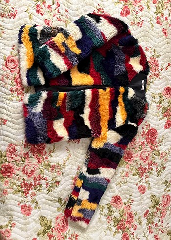 Çok Renkli Kürk Detaylı Midi Kadın Mont - Görsel 3