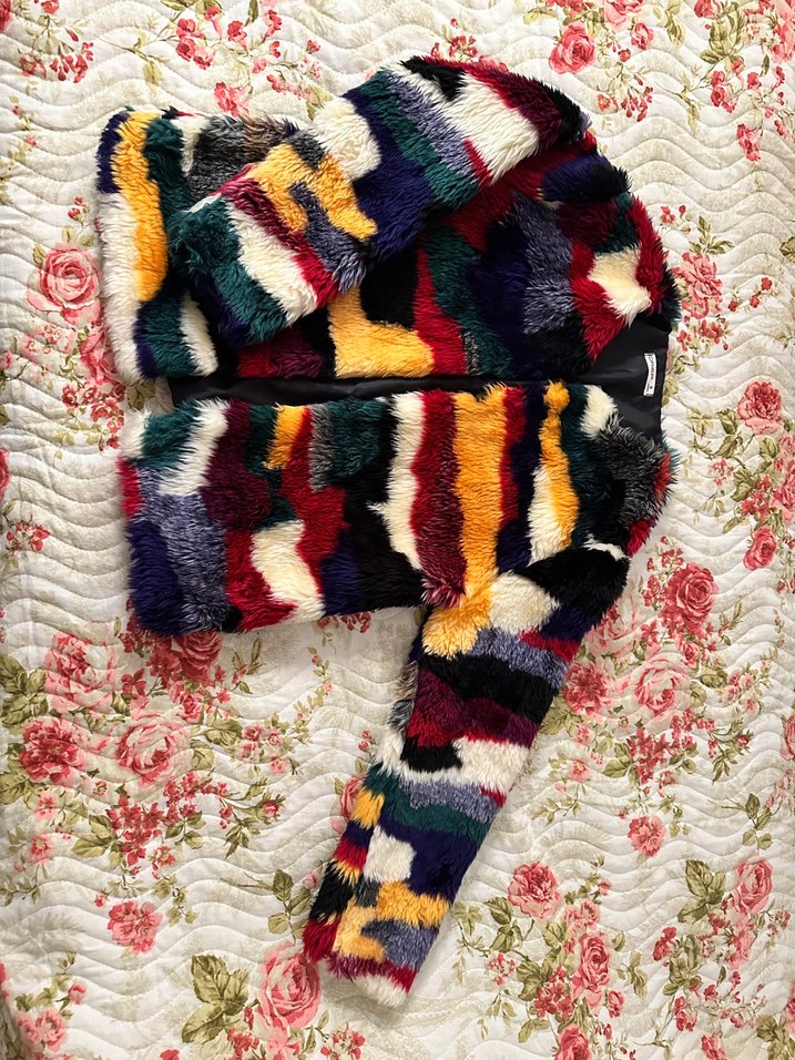 Çok Renkli Kürk Detaylı Midi Kadın Mont - Görsel 3