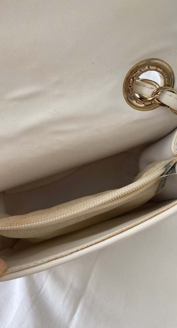 Beyaz Zincir Detaylı Kadın Çanta - Görsel 4