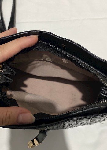 Siyah Deri Yılan Desenli Tokalı Kadın Çanta - Görsel 5