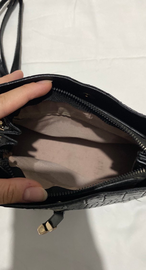 Siyah Deri Yılan Desenli Tokalı Kadın Çanta - Görsel 5