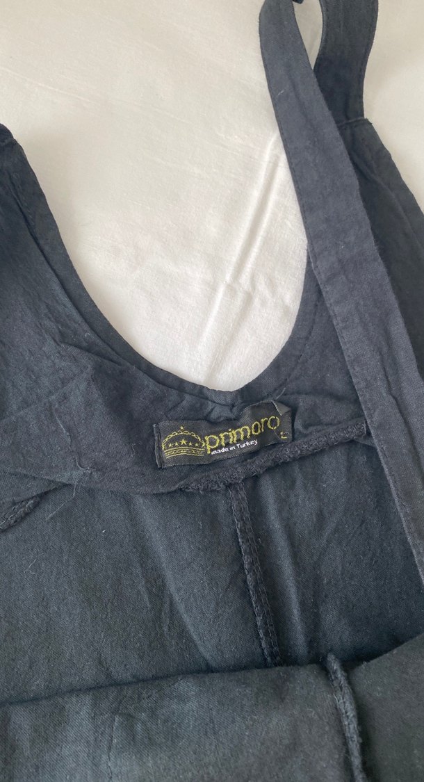 Kadın Siyah Keten  Tulum - Görsel 2