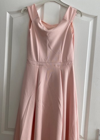 Zara Pembe Midi Prenses elbisesi
