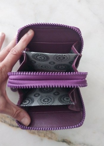 Mor Süet Fermuarlı Kadın Cüzdanı - Görsel 5