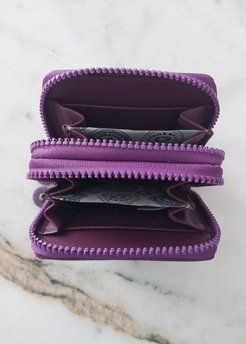 Mor Süet Fermuarlı Kadın Cüzdanı - Görsel 3