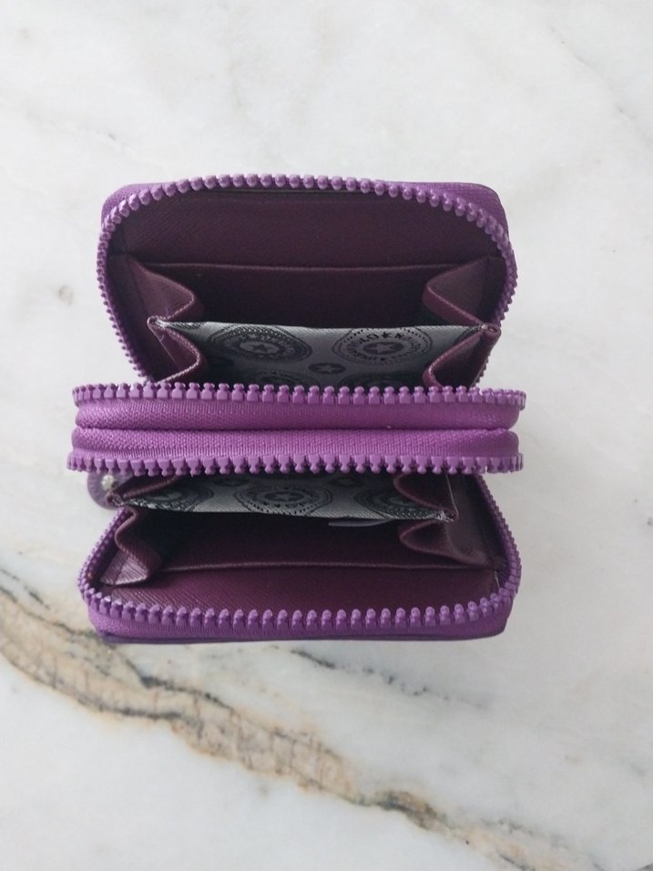 Mor Süet Fermuarlı Kadın Cüzdanı - Görsel 4