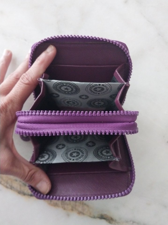 Mor Süet Fermuarlı Kadın Cüzdanı - Görsel 5