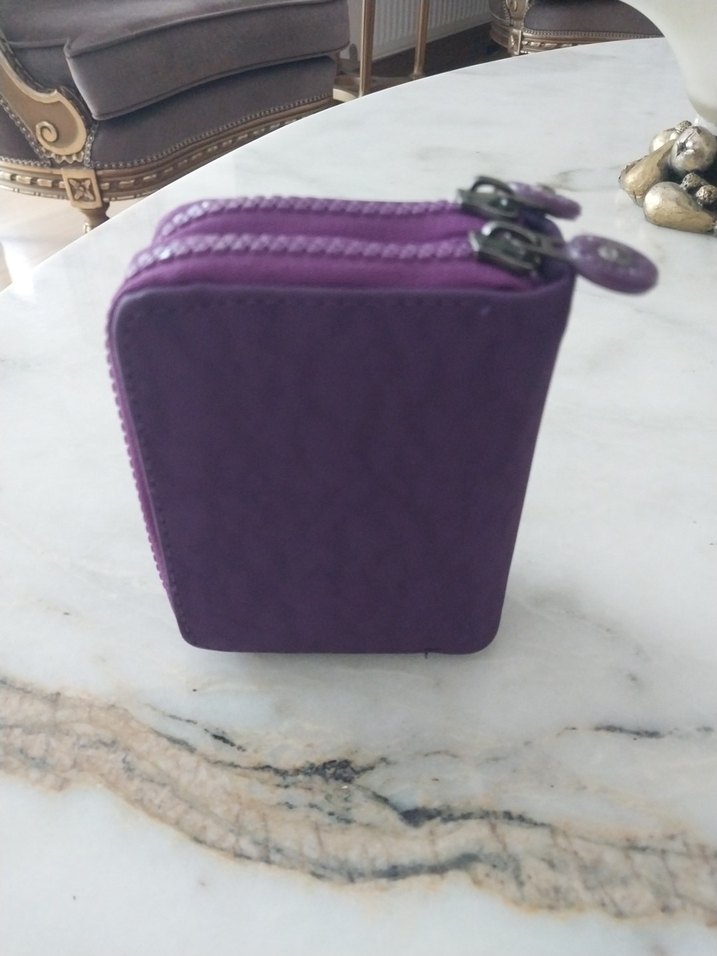 Mor Süet Fermuarlı Kadın Cüzdanı - Görsel 2