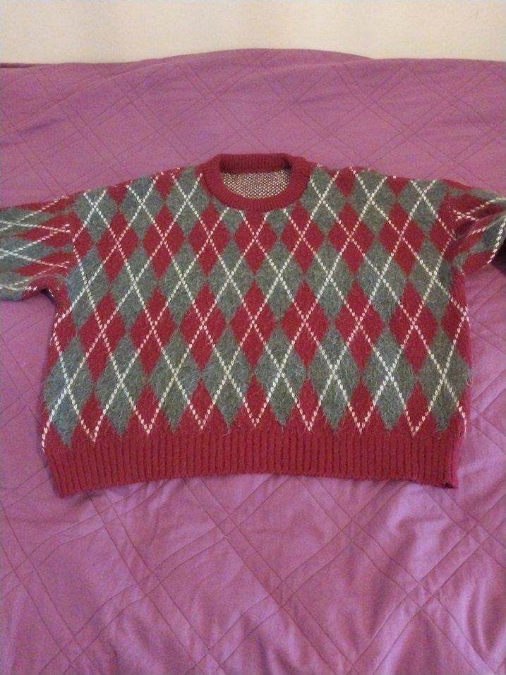 Bordo Gri Desenli Örgü Kadın Kazak - Görsel 3