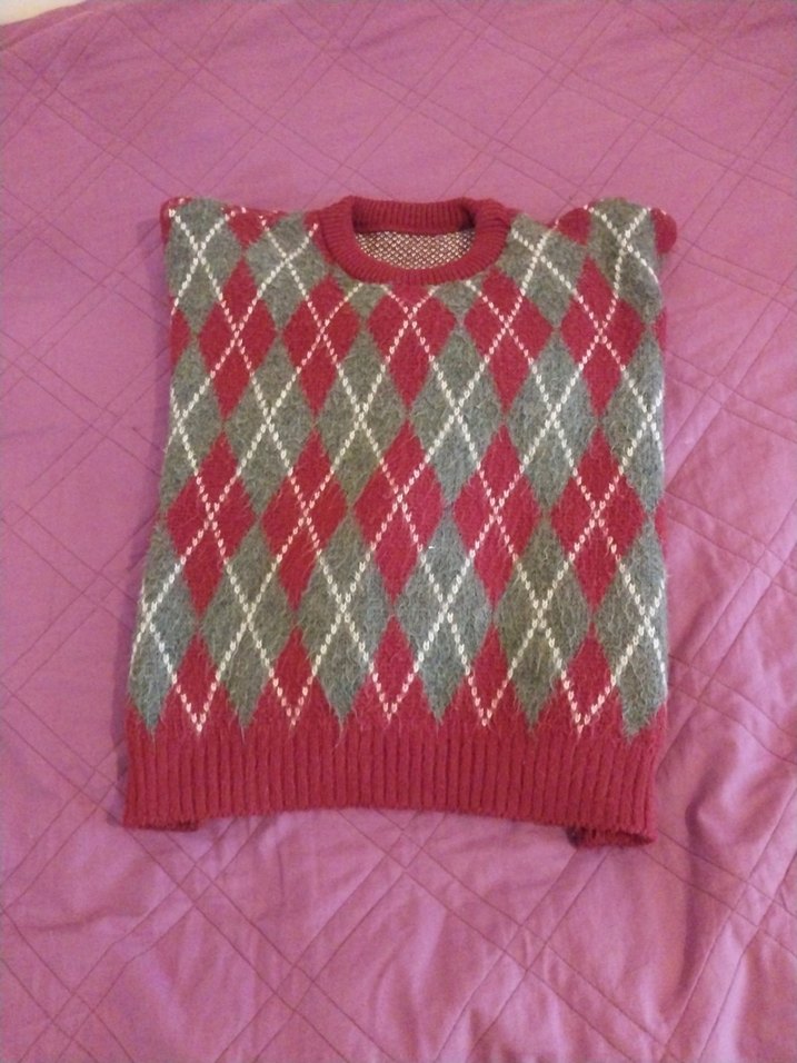 Bordo Gri Desenli Örgü Kadın Kazak - Görsel 2