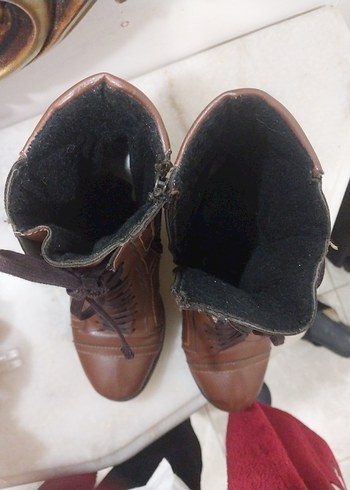 Kahverengi Deri Vintage Kadın Bot - Görsel 4