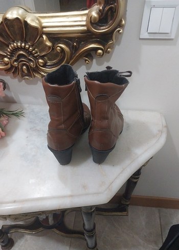 Kahverengi Deri Vintage Kadın Bot - Görsel 2