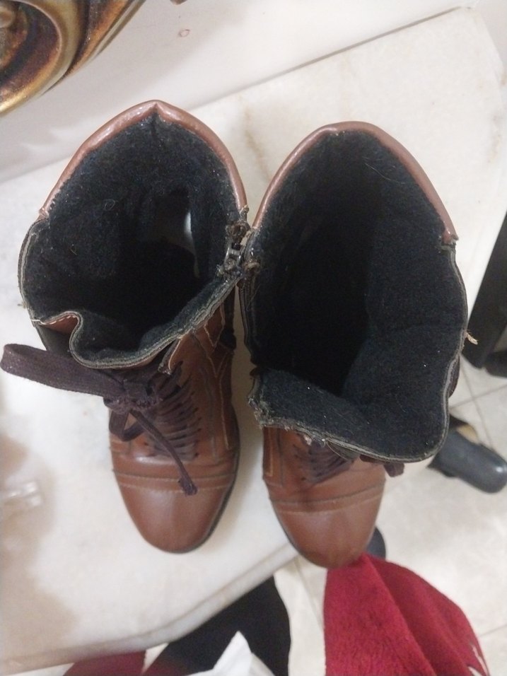 Kahverengi Deri Vintage Kadın Bot - Görsel 4