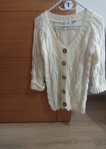 Kadın Beyaz Örgü Bohem Hırka - Görsel 2