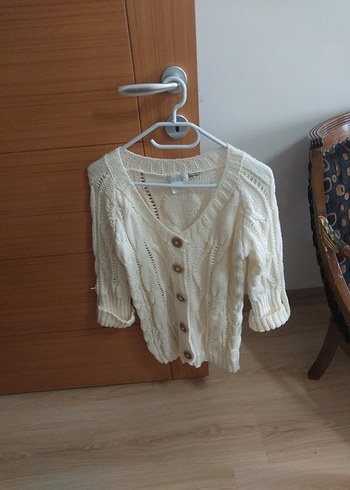 Kadın Beyaz Örgü Bohem Hırka - Görsel 3