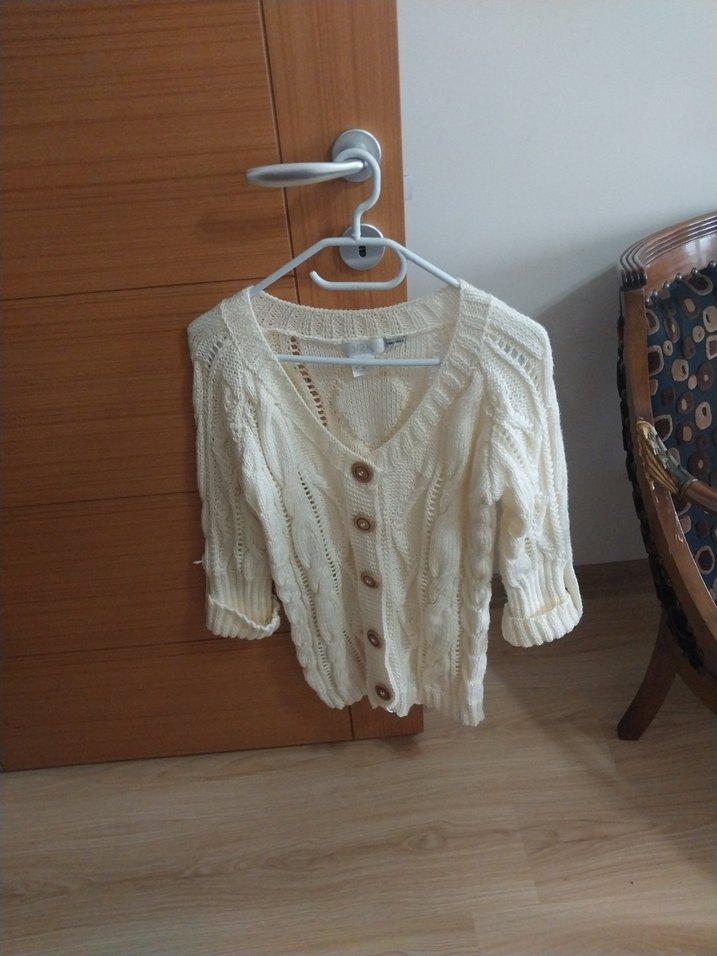 Kadın Beyaz Örgü Bohem Hırka - Görsel 3