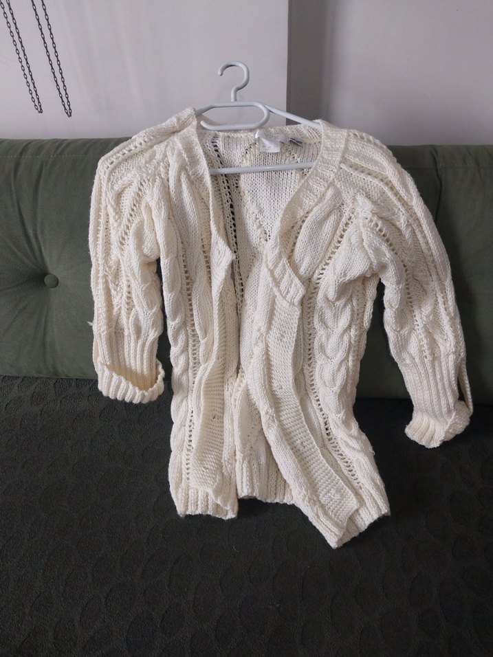 Kadın Beyaz Örgü Bohem Hırka - Görsel 5