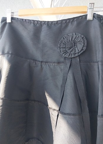 Gri Midi Volanlı Kadın Etek - Görsel 4