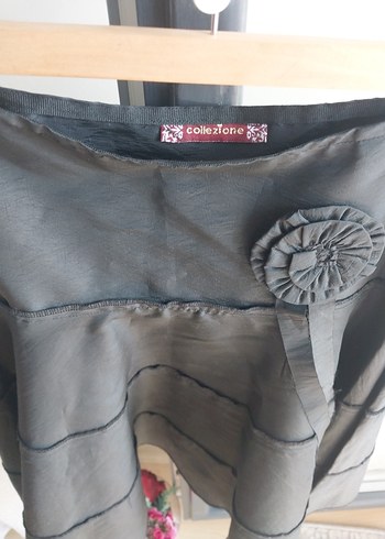 Gri Midi Volanlı Kadın Etek - Görsel 2