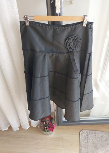 Gri Midi Volanlı Kadın Etek - Görsel 3