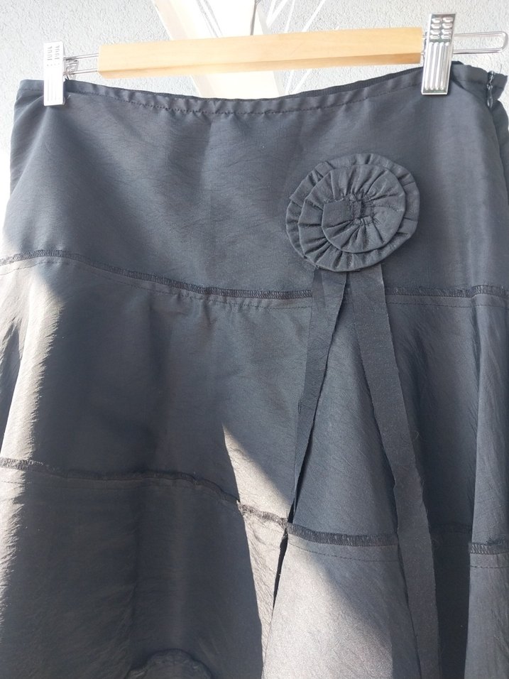 Gri Midi Volanlı Kadın Etek - Görsel 4