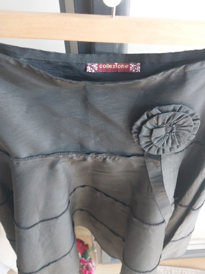 Gri Midi Volanlı Kadın Etek - Görsel 2