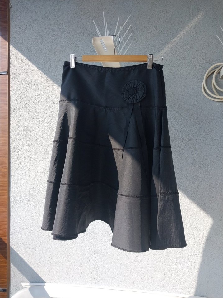 Gri Midi Volanlı Kadın Etek - Görsel 5