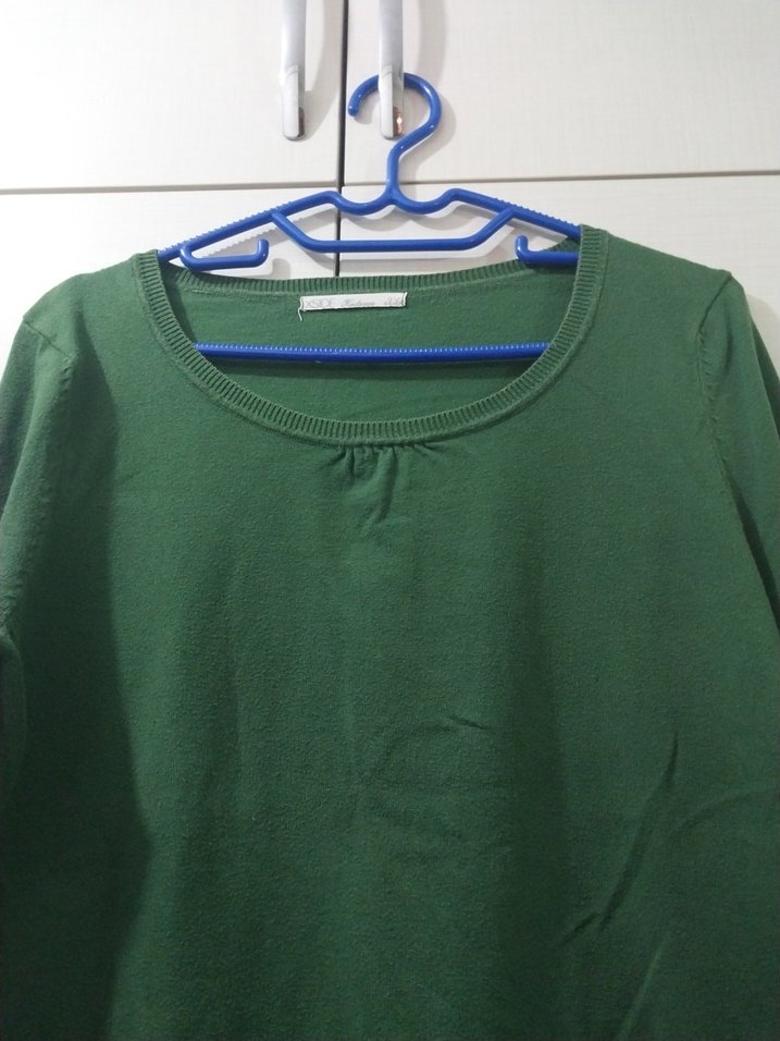 Yeşil Kadın Triko Uzun Kollu Kazak - Görsel 3