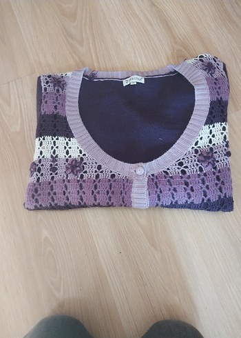 Bohem Tarz Mor Midi Triko Kazak - Görsel 3