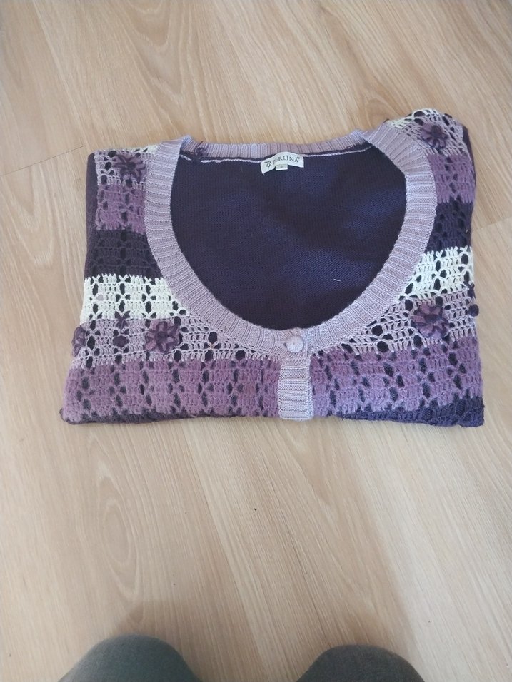 Bohem Tarz Mor Midi Triko Kazak - Görsel 3