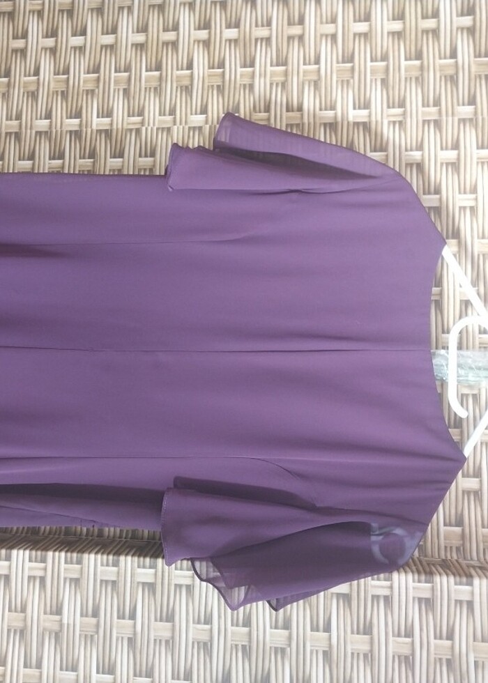 Mor Şifon Yarım Kollu Abiye - Görsel 3