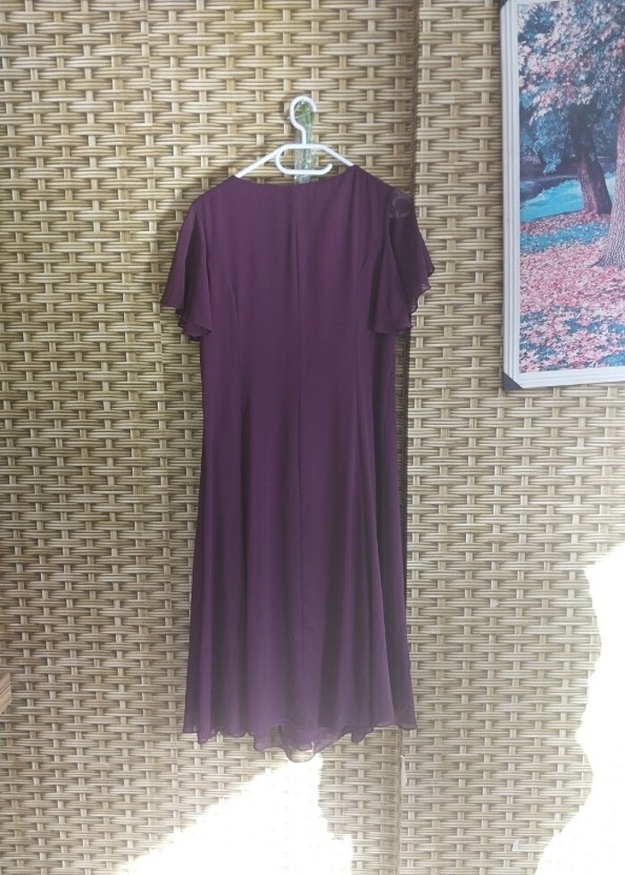Mor Şifon Yarım Kollu Abiye - Görsel 2