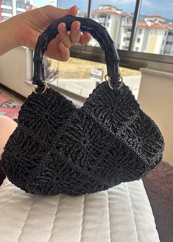 Beden siyah Renk Siyah Örgü Kadın Çanta hasır model