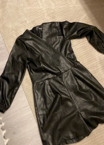 Siyah Deri Kemerli Midi Ceket - Görsel 3