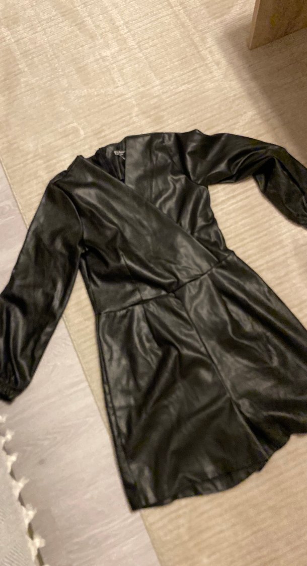 Siyah Deri Kemerli Midi Ceket - Görsel 3