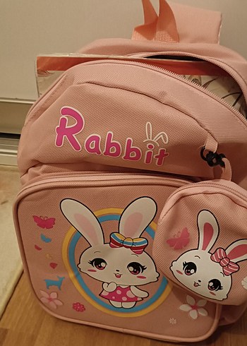 Pembe Tavşan Desenli Çocuk Sırt Çantası