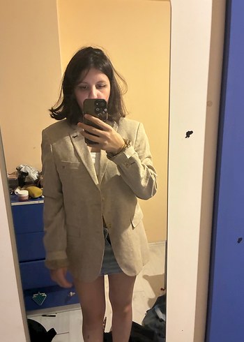 Zara Bej Oversize Blazer Ceket