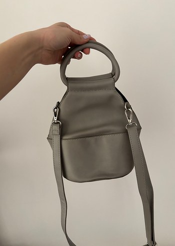 Gri Deri Kadın Çanta - Görsel 6