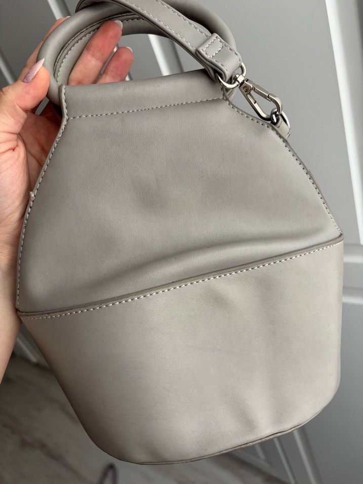 Gri Deri Kadın Çanta - Görsel 4