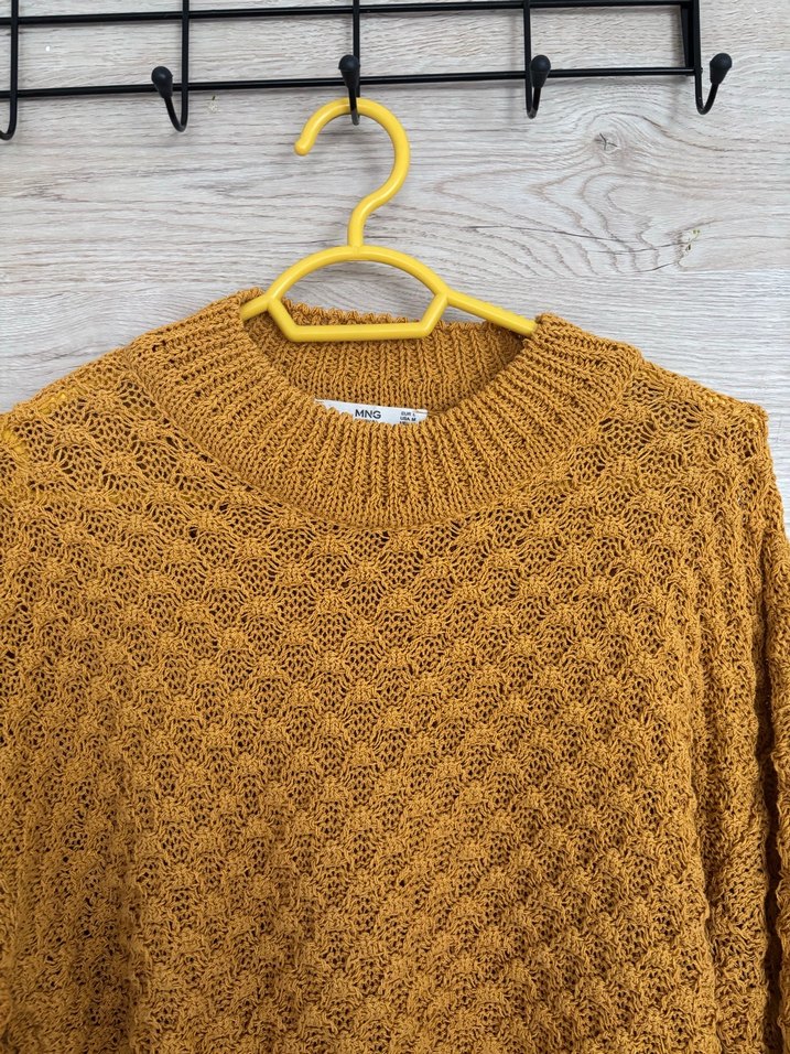 Sarı Örgü Kadın Kazak - Görsel 2