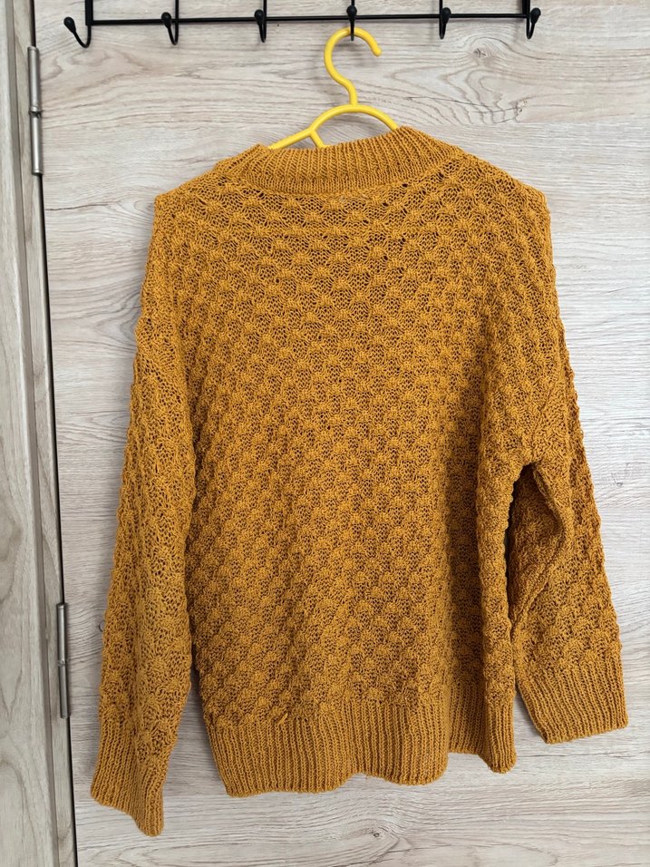 Sarı Örgü Kadın Kazak - Görsel 4